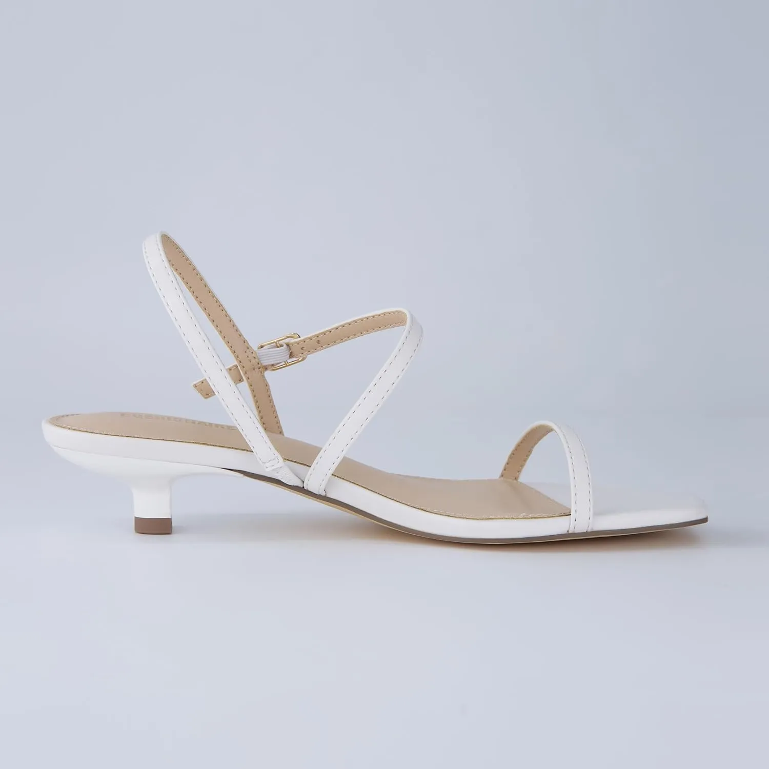 CUSHIONAIRE Soprano Womens One Band Kitten Heel with Ankle Strap  Minimalist Dress Sandal with Memory Foam & Strappy Silhouette