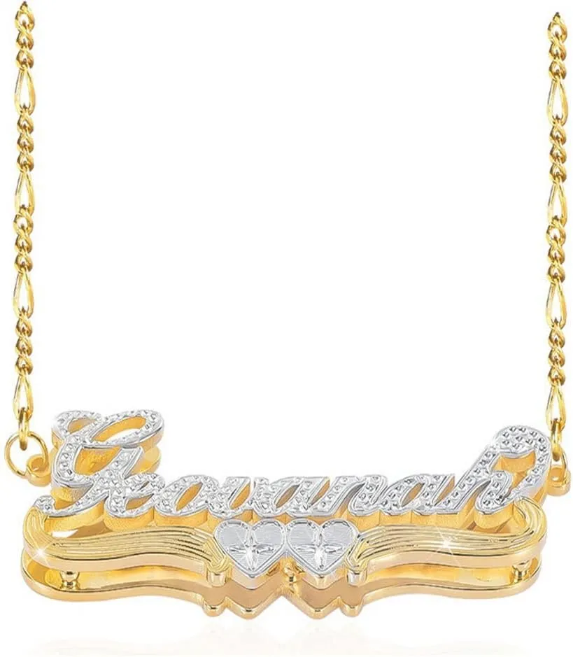 Custom Name Necklace Double Plated Name Necklace Personalized Name Plate Necklaces Name Necklaces for Women 18k Gold Plated Nameplate Pendant