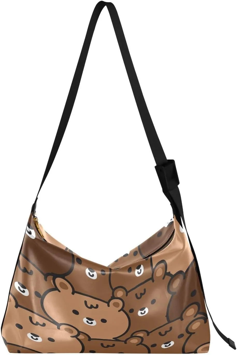 Cute Bear Face Hobo Crossbody Bags for Women Leather Large Shoulder Bag Cross Body Trendy Womens Tote Bags Handbag for Travel Shopping