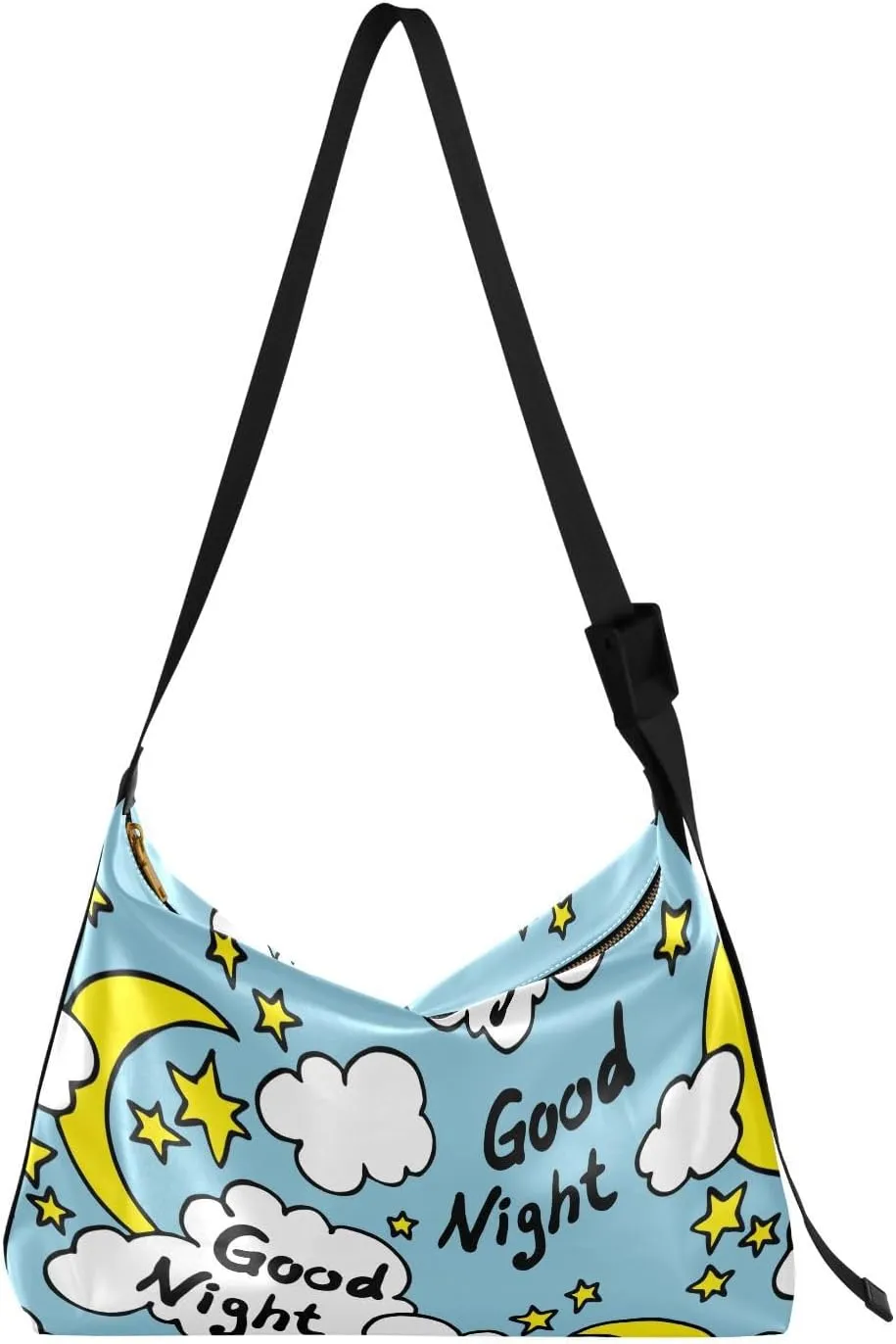 Cute Moon Starry Night Hobo Crossbody Bags for Women Leather Large Shoulder Bag Cross Body Good Night Trendy Womens Tote Bags Handbag for Travel Shopping