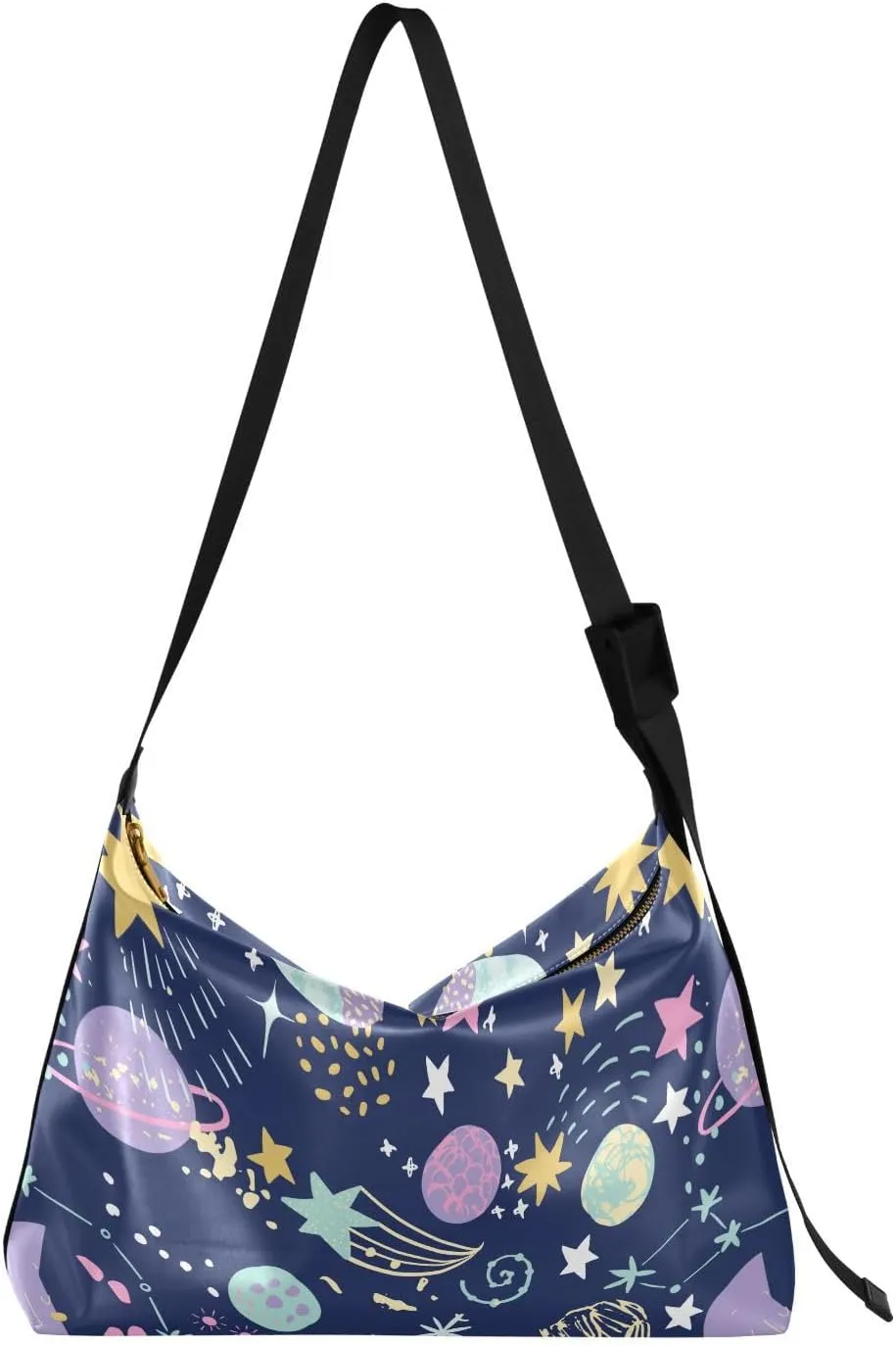 Cute Planets Moon Galaxy Hobo Crossbody Bags for Women Leather Large Shoulder Bag Cross Body Cartoon Trendy Womens Tote Bags Handbag for Travel Shopping