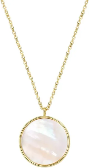 Dainty 14k Gold Plated Mother of Pearl Shell Pendant Necklaces | Cute Round Shell Pendant Necklaces for Women Girls