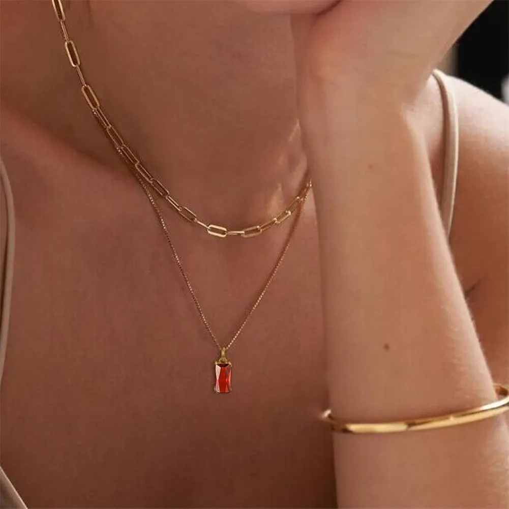 Dainty Gold Birthstone Necklaces for Women Non Tarnish, 14K Trendy Blue Green Cubic Zirconia Emerald Pendant Charm Gold Necklaces Birthday Gifts for Women Waterproof Jewelry