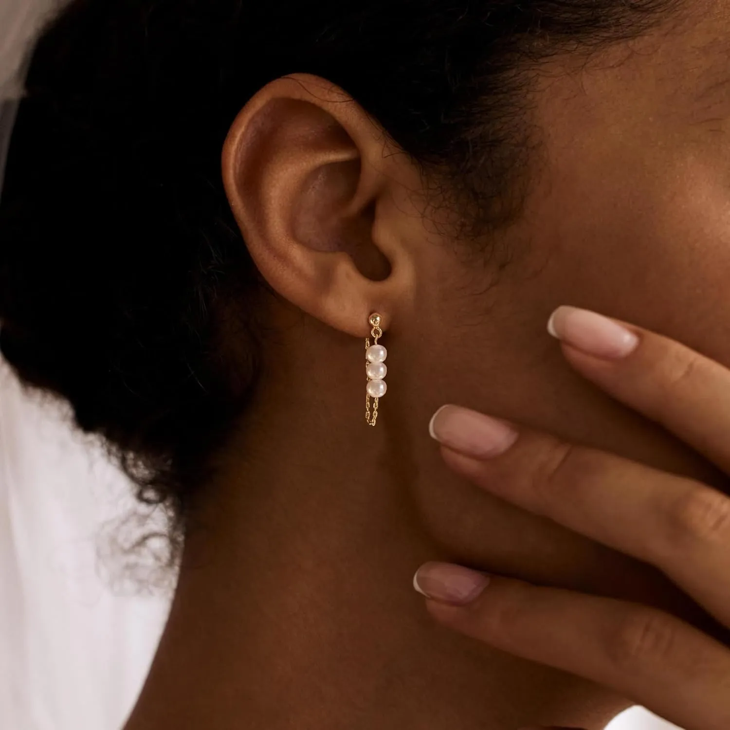 Dangle Earrings for Women, Dainty CZ Drop Earring 14K Gold Plated Long Chain Earring Cute Gold Earrings for Wonen Trendy Hypoallergenic Formal Prom Gold Jewelry Womens