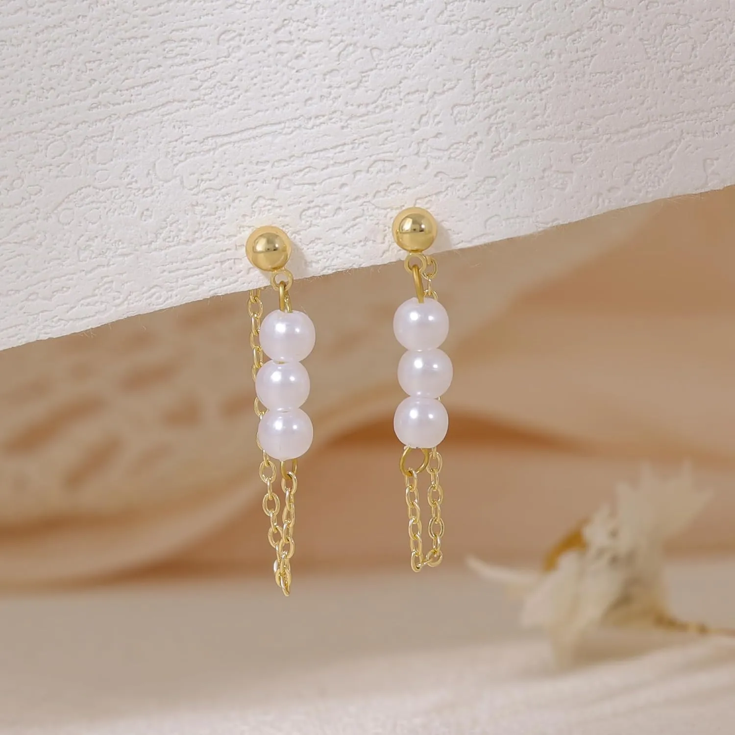 Dangle Earrings for Women, Dainty CZ Drop Earring 14K Gold Plated Long Chain Earring Cute Gold Earrings for Wonen Trendy Hypoallergenic Formal Prom Gold Jewelry Womens