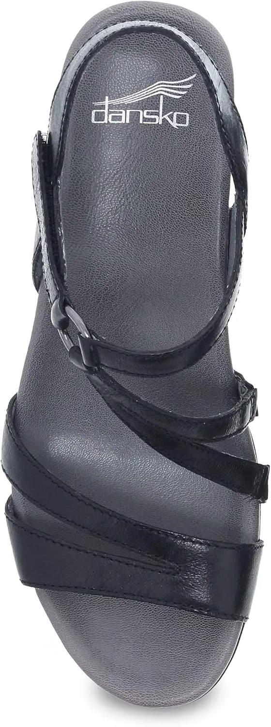 Dansko Addyson Wedge Sandal for Women  Cushioned, Contoured Footbed for All-Day Comfort and Support  Adjustable Hook & Loop Strap with Buckle Detail  Lightweight Rubber Outsole