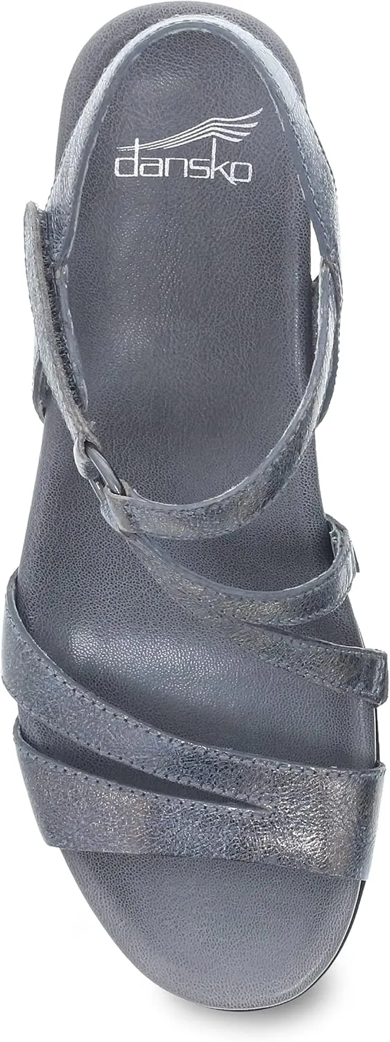 Dansko Addyson Wedge Sandal for Women  Cushioned, Contoured Footbed for All-Day Comfort and Support  Adjustable Hook & Loop Strap with Buckle Detail  Lightweight Rubber Outsole