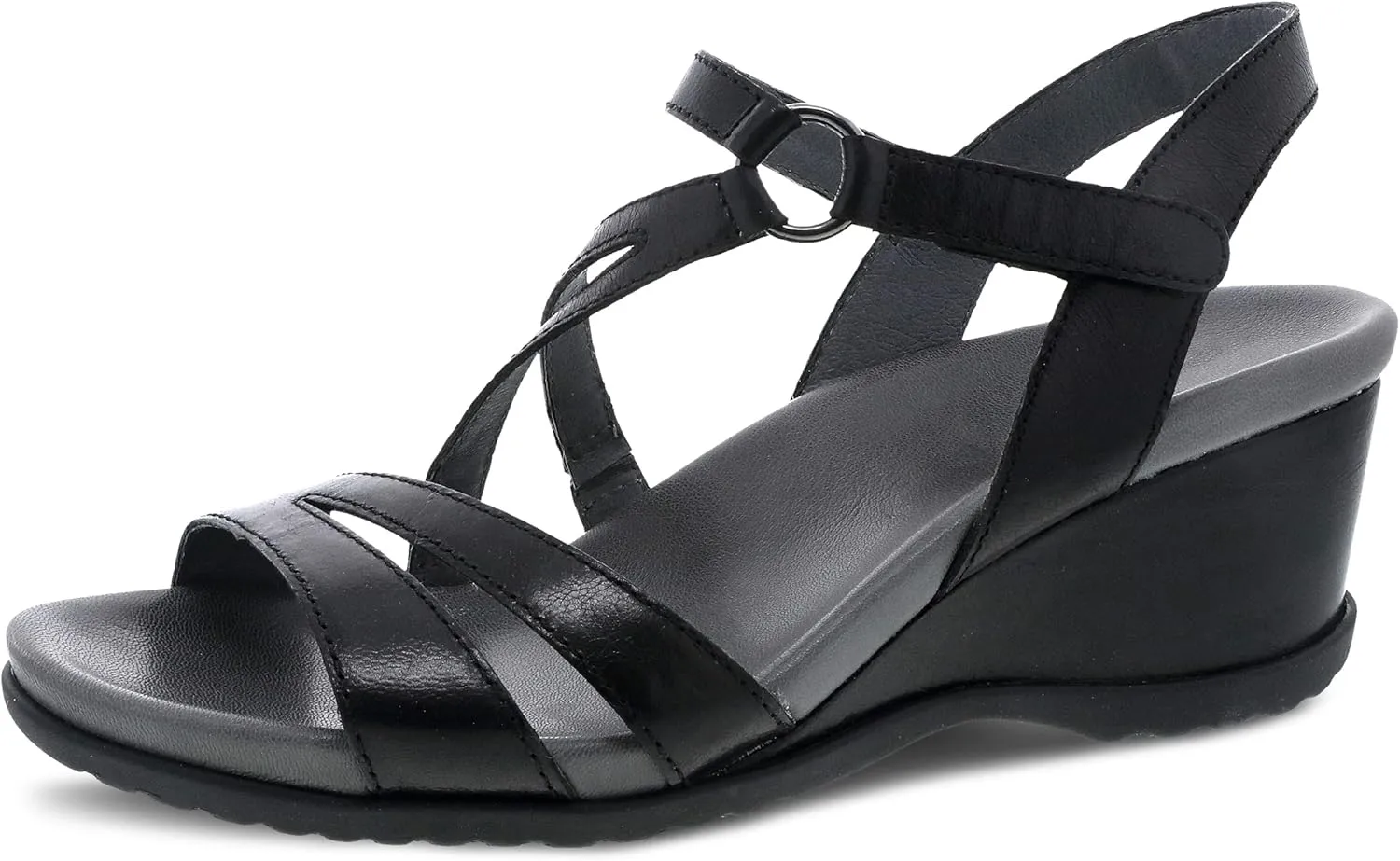 Dansko Addyson Wedge Sandal for Women  Cushioned, Contoured Footbed for All-Day Comfort and Support  Adjustable Hook & Loop Strap with Buckle Detail  Lightweight Rubber Outsole