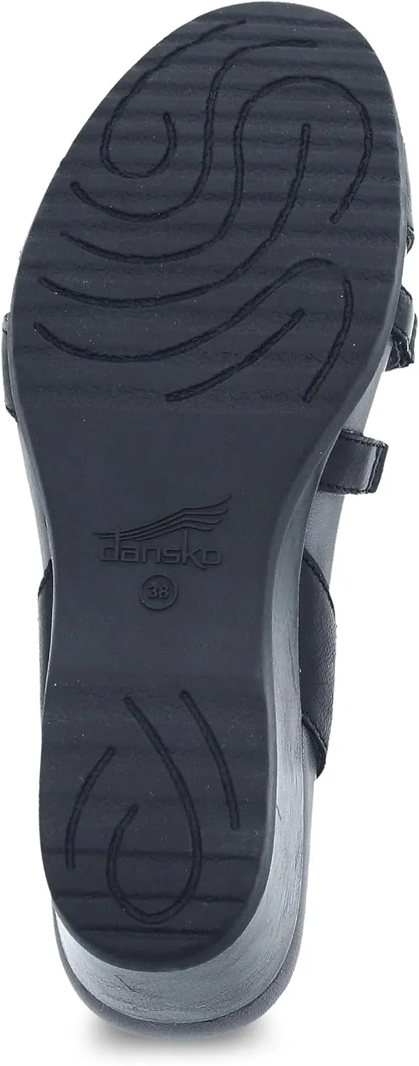 Dansko Addyson Wedge Sandal for Women  Cushioned, Contoured Footbed for All-Day Comfort and Support  Adjustable Hook & Loop Strap with Buckle Detail  Lightweight Rubber Outsole