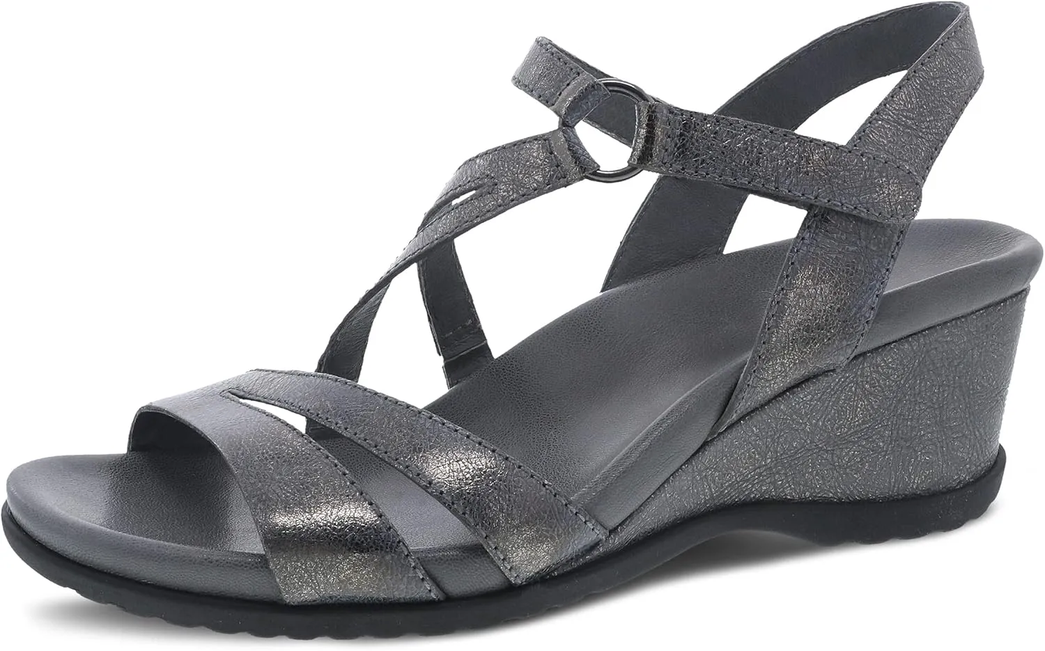Dansko Addyson Wedge Sandal for Women  Cushioned, Contoured Footbed for All-Day Comfort and Support  Adjustable Hook & Loop Strap with Buckle Detail  Lightweight Rubber Outsole