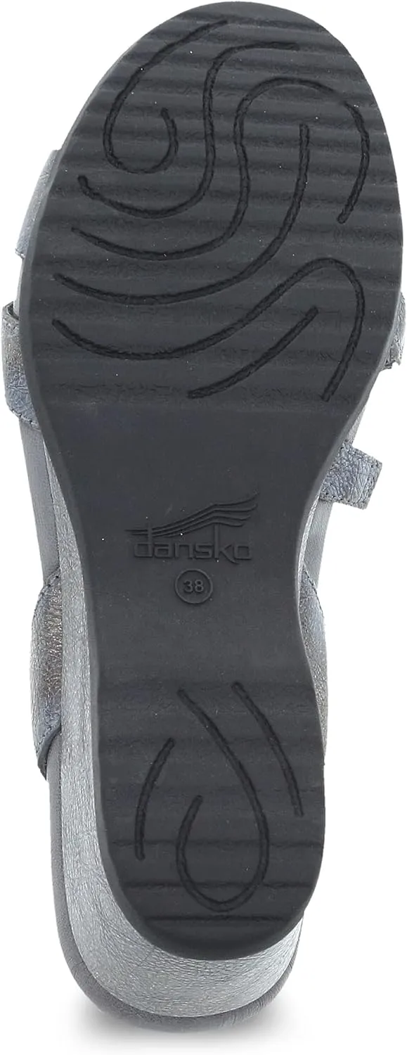 Dansko Addyson Wedge Sandal for Women  Cushioned, Contoured Footbed for All-Day Comfort and Support  Adjustable Hook & Loop Strap with Buckle Detail  Lightweight Rubber Outsole
