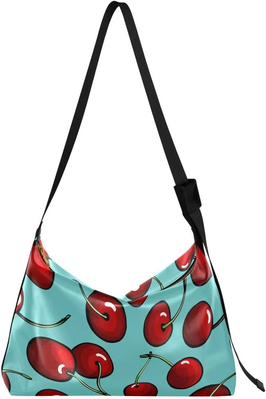 Dark Red Cherry Hobo Crossbody Bags for Women Leather Large Shoulder Bag Cross Body Trendy Womens Tote Bags Handbag for Travel Shopping