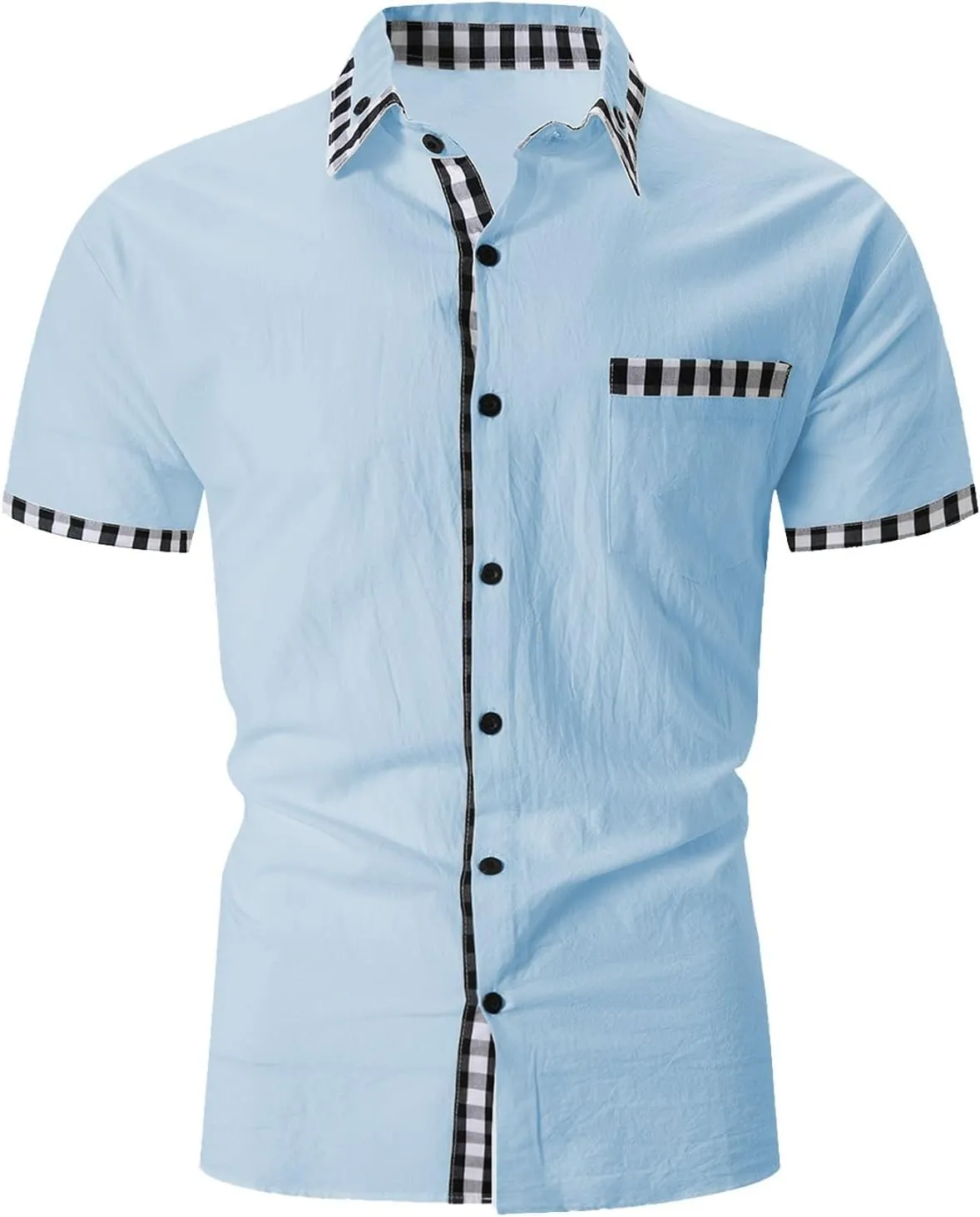 De Vestir para Short Sleeve Button Down Men Lapel Down Shirt Men's Pocket Lapel Short Shirt Tropical Casual Summer