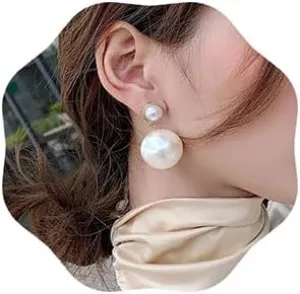 Denifery 925 Sterling Silver Long Tassel Earrings Pearls Earrings Dangle Earrings Bohemian Statement Earrings for Women Wedding Daily Party