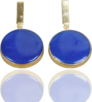 Designer Made Gold Plated Blue Aventurine Dangle Earrings Women Birthday Gift