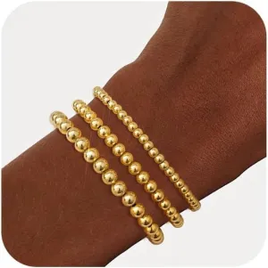 doubgood Gold Bracelets for Women, 18K Gold Plated Beaded Bracelet Sets Stackable Jewelry for Mother's Day Valentines Gifts