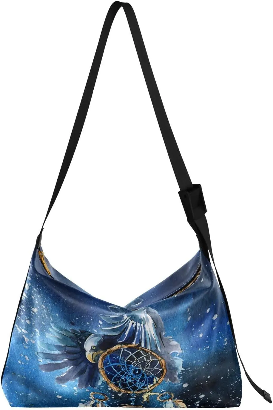 Dream Catcher Eagle Hobo Crossbody Bags for Women Leather Large Shoulder Bag Cross Body Boho Beautiful Trendy Womens Tote Bags Handbag for Travel Shopping