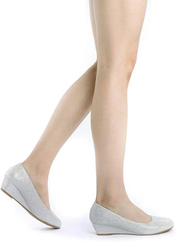 DREAM PAIRS Women's Debbie Mid Wedge Heel Pump Shoes