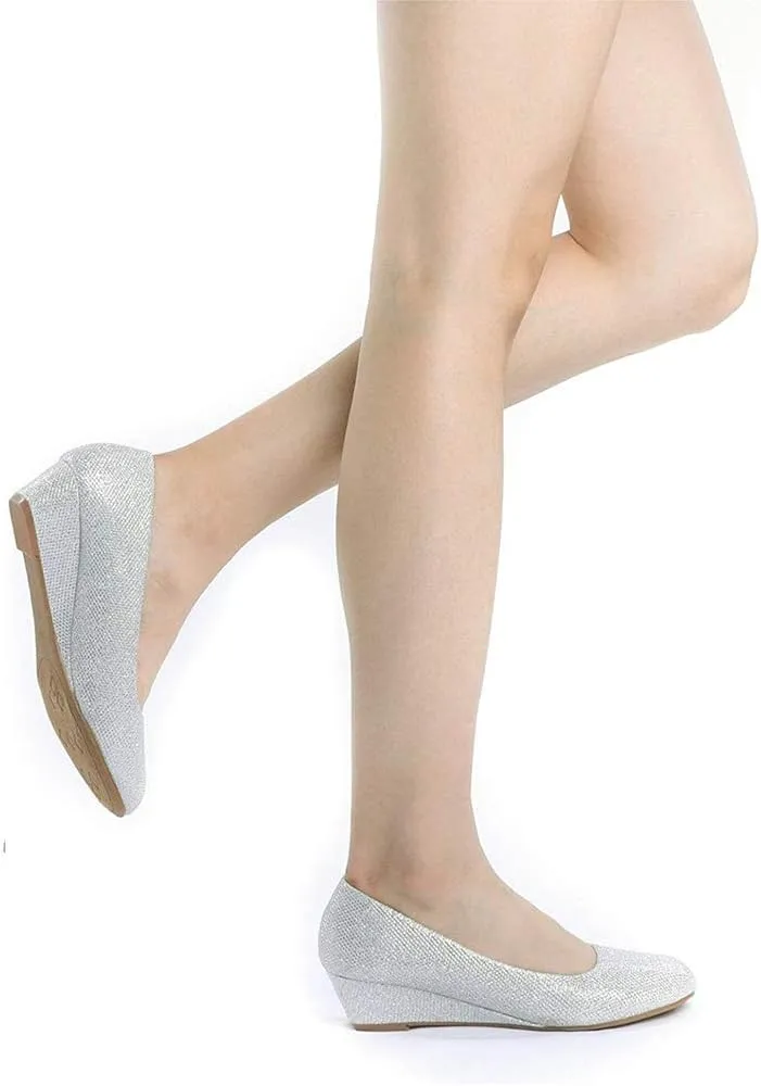 DREAM PAIRS Women's Debbie Mid Wedge Heel Pump Shoes