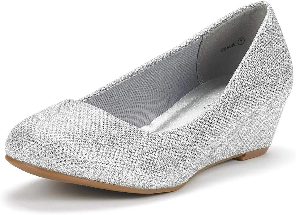 DREAM PAIRS Women's Debbie Mid Wedge Heel Pump Shoes