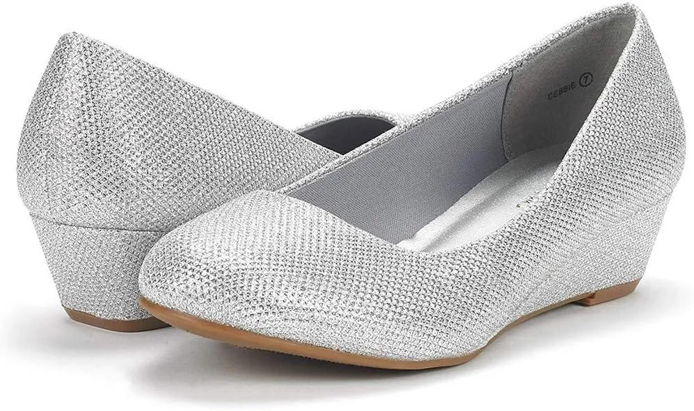 DREAM PAIRS Women's Debbie Mid Wedge Heel Pump Shoes