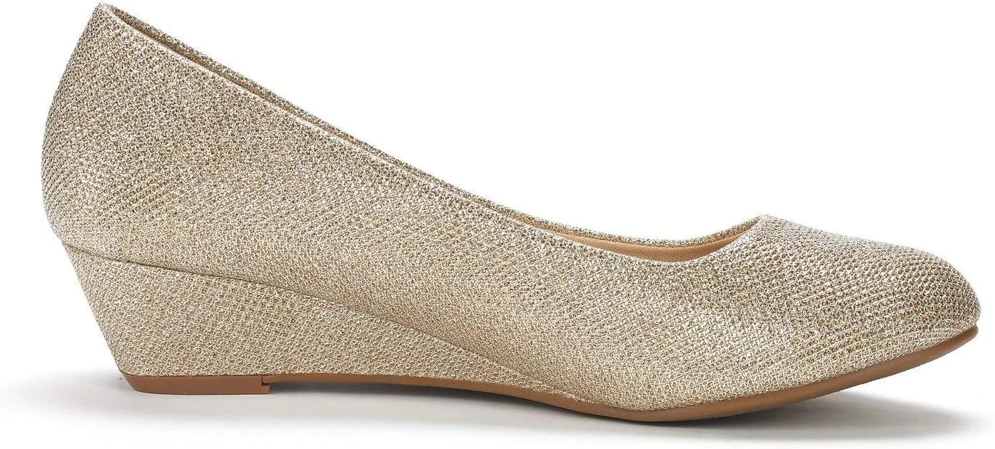 DREAM PAIRS Women's Debbie Mid Wedge Heel Pump Shoes