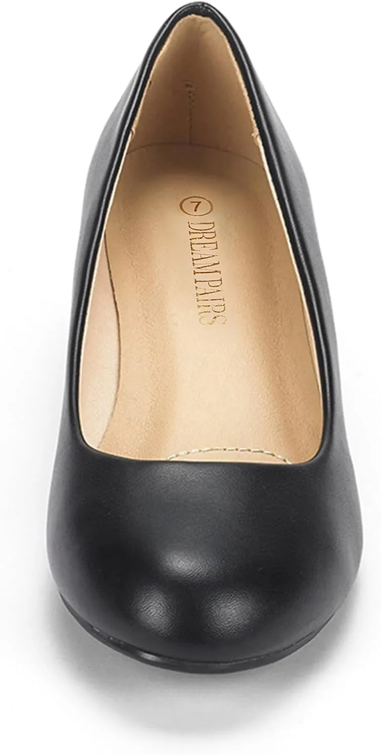 DREAM PAIRS Women's Debbie Mid Wedge Heel Pump Shoes
