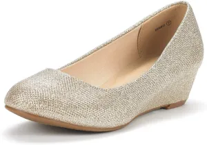 DREAM PAIRS Women's Debbie Mid Wedge Heel Pump Shoes