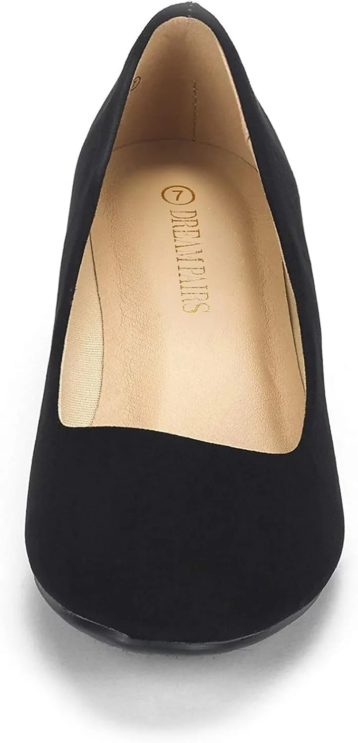 DREAM PAIRS Women's Debbie Mid Wedge Heel Pump Shoes