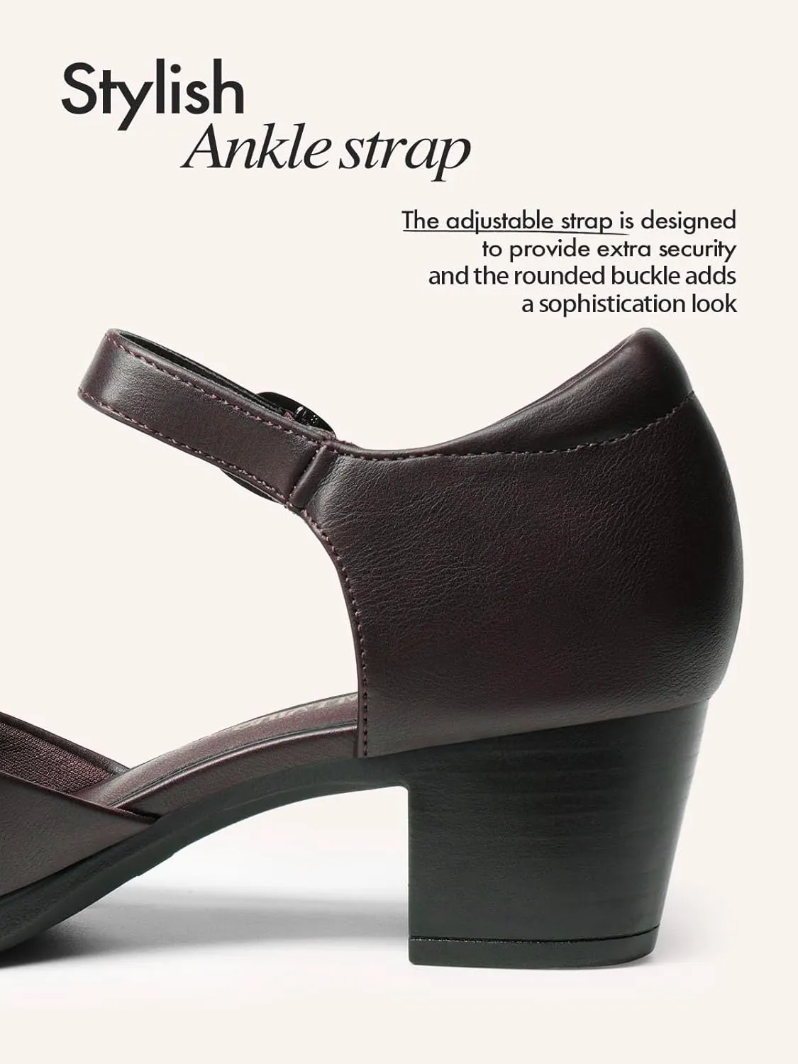 DREAM PAIRS Women's Dress Shoes Mary Janes Comfortable Low Block Heels Pumps Round Closed Toe Chunky Ankle Strap Shoes for Work Flight
