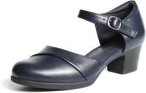 DREAM PAIRS Women's Dress Shoes Mary Janes Comfortable Low Block Heels Pumps Round Closed Toe Chunky Ankle Strap Shoes for Work Flight