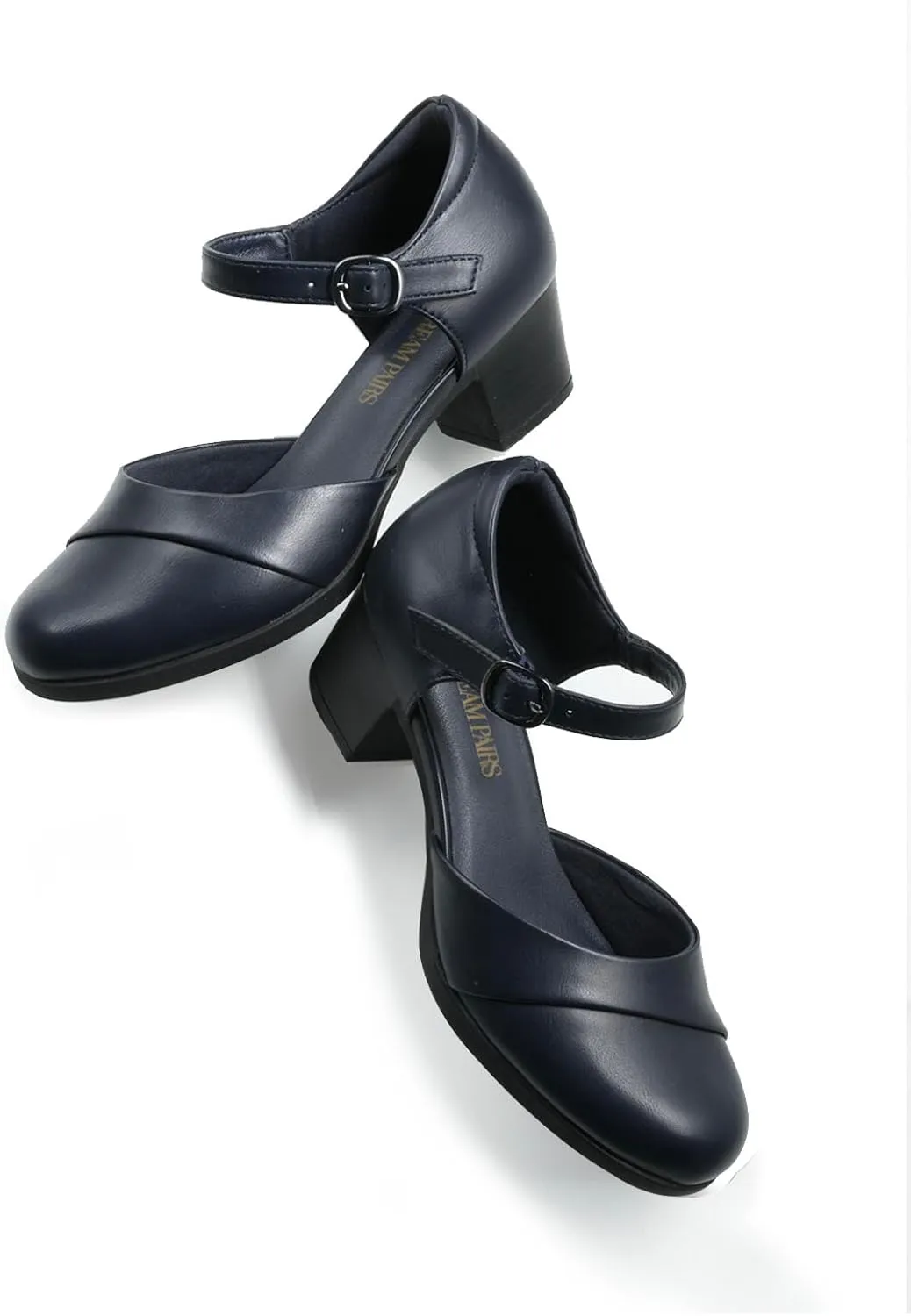 DREAM PAIRS Women's Dress Shoes Mary Janes Comfortable Low Block Heels Pumps Round Closed Toe Chunky Ankle Strap Shoes for Work Flight