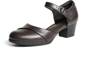 DREAM PAIRS Women's Dress Shoes Mary Janes Comfortable Low Block Heels Pumps Round Closed Toe Chunky Ankle Strap Shoes for Work Flight
