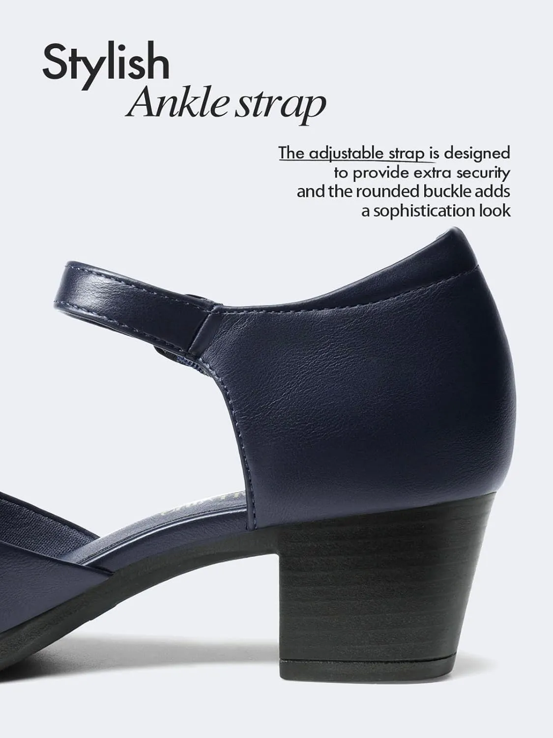 DREAM PAIRS Women's Dress Shoes Mary Janes Comfortable Low Block Heels Pumps Round Closed Toe Chunky Ankle Strap Shoes for Work Flight