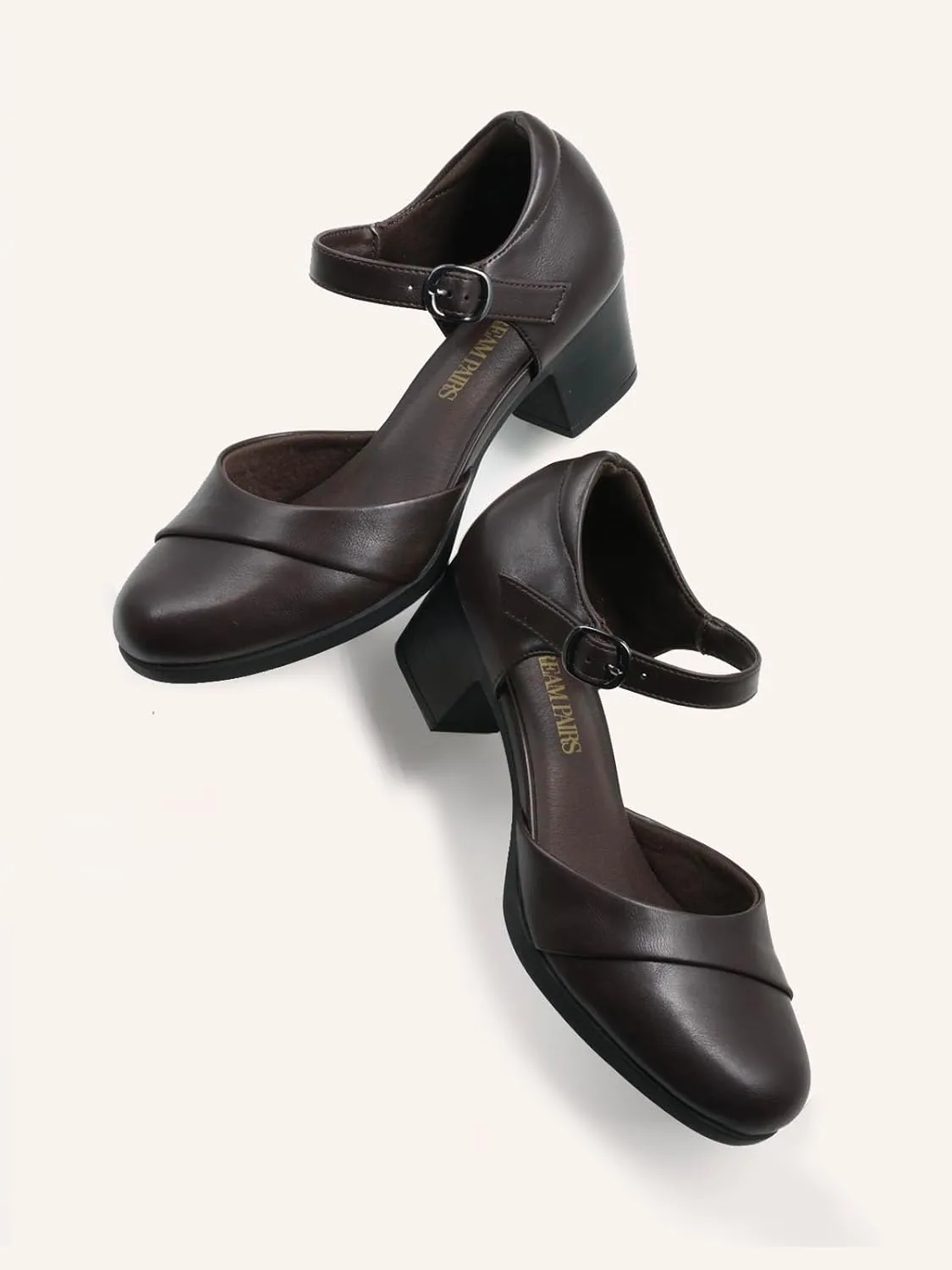 DREAM PAIRS Women's Dress Shoes Mary Janes Comfortable Low Block Heels Pumps Round Closed Toe Chunky Ankle Strap Shoes for Work Flight