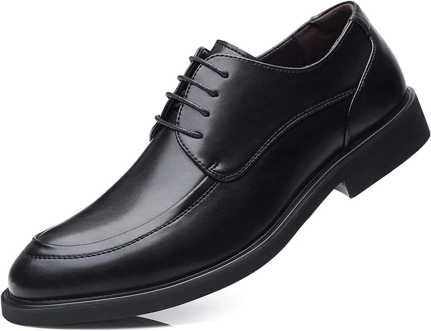 Dress Oxford for Men Lace Up Derby Shoes Apron Toe Burnished Toe Vegan Leather Block Heel Non Slip Anti-Slip Business