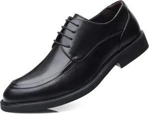 Dress Oxford for Men Lace Up Derby Shoes Apron Toe Burnished Toe Vegan Leather Block Heel Non Slip Anti-Slip Business