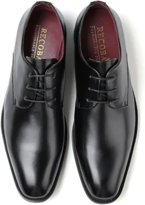 Dress Oxford for Men Lace Up Derby Shoes Black Burnished Toe Vegan Leather Rubber Sole Block Heel Slip Resistant Classic