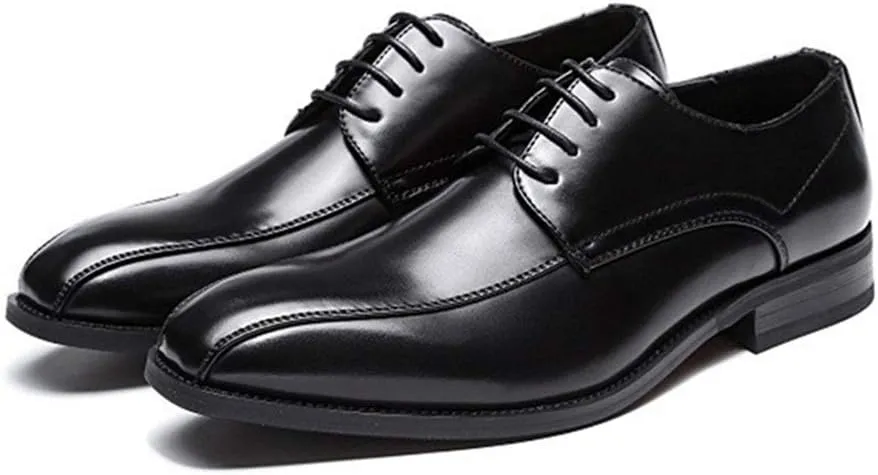 Dress Oxford Shoes for Men Lace Up Bike Toe Derby Shoes Vegan Leather Slip Resistant Rubber Sole Non Slip Classic