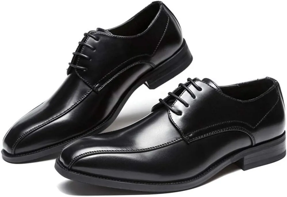 Dress Oxford Shoes for Men Lace Up Bike Toe Derby Shoes Vegan Leather Slip Resistant Rubber Sole Non Slip Classic