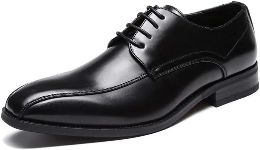 Dress Oxford Shoes for Men Lace Up Bike Toe Derby Shoes Vegan Leather Slip Resistant Rubber Sole Non Slip Classic