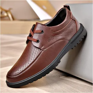 Dress Oxford Shoes for Men Lace Up Breathable Round Apron Burnished Toe Vegan Leather Slip Resistant Anti-Slip Non Slip Classic