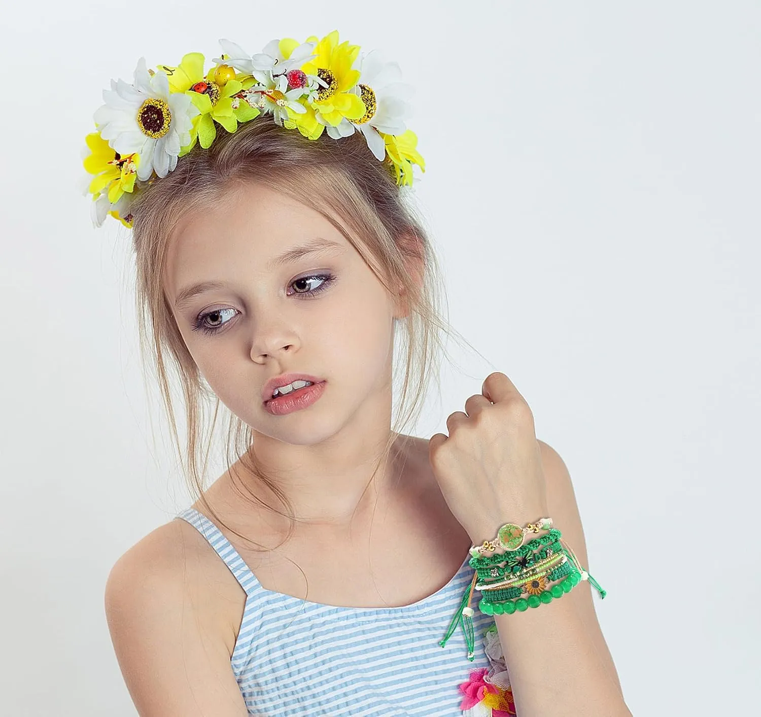 DS 6PCS String beads Charm Bracelets for Teen Girls Handmade Braided Rope Butterfly daisies Eternal flower Boho Surfer Bracelet for women Adjustable friendship Stretch birthday jewelry Gift Friends