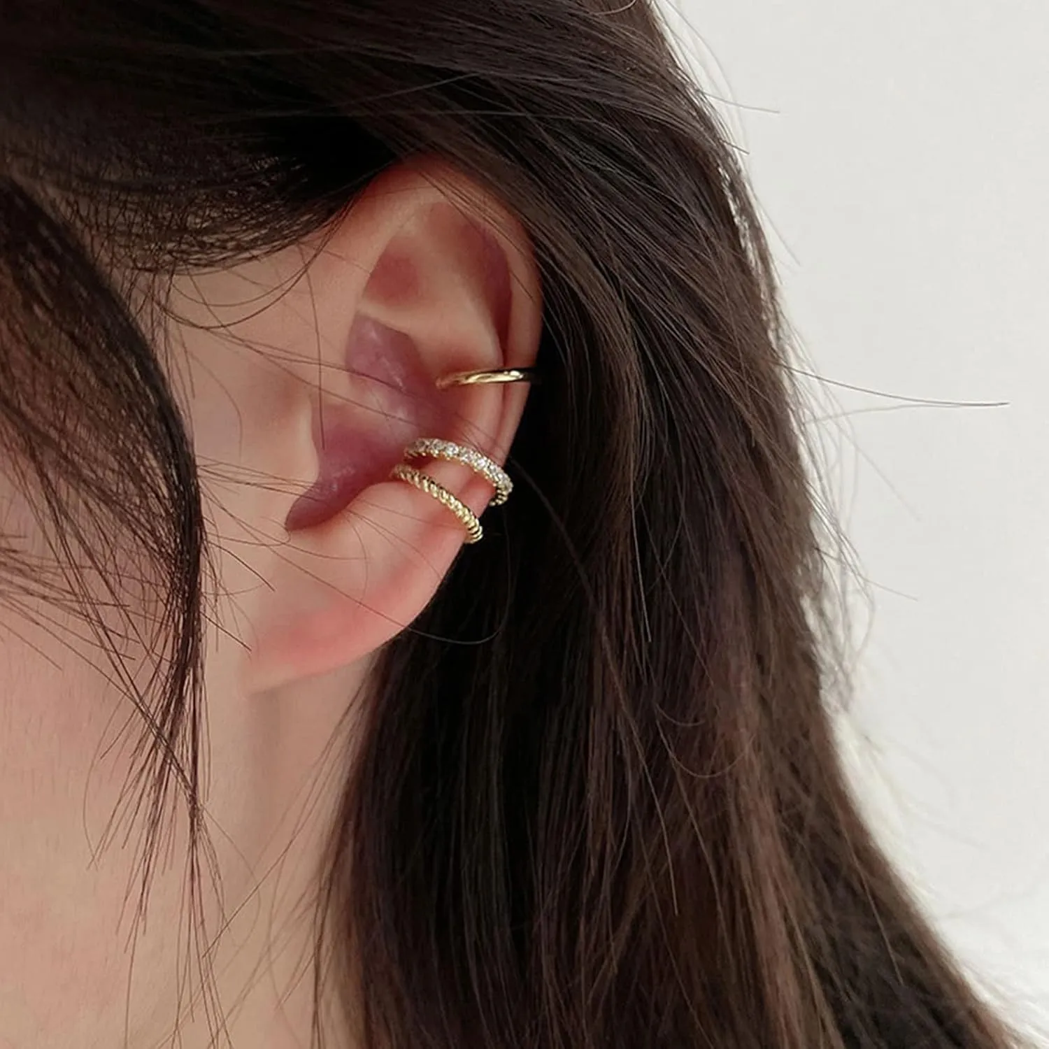 Ear Cuff Earrings for Women Cubic Zirconia Hoop Huggie Fake Earrings Non Piercing Clip On Ear Cuffs Ear Jewelry