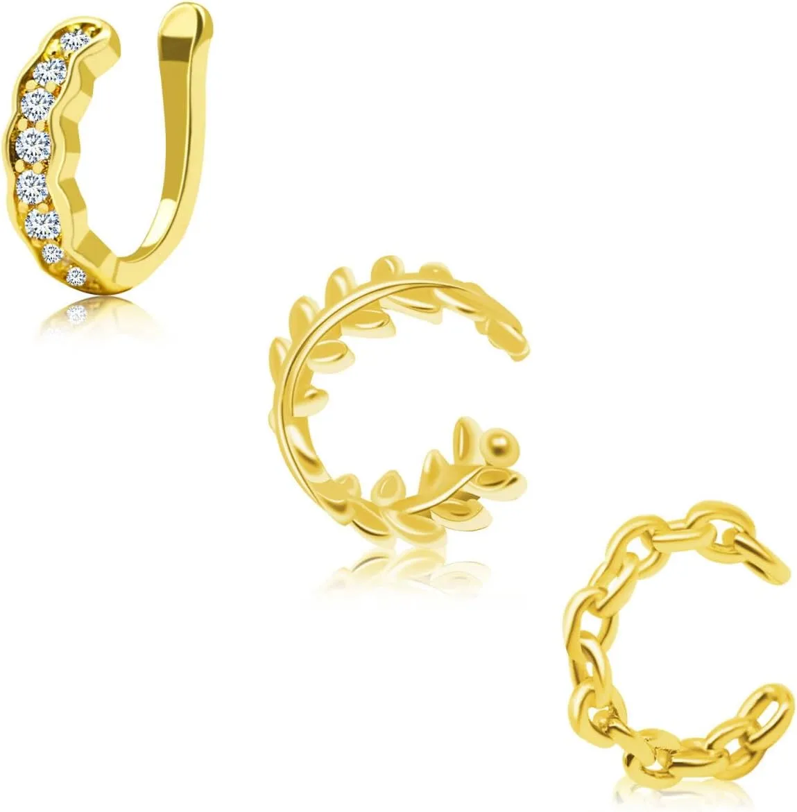 Ear Cuff Earrings for Women, Cuff Hoop Earrings Non Piercing, Cubic Zirconia Huggie Ear Cuff 14K Gold Plated Earrings, Clip On Cartilage Cuff Earrings