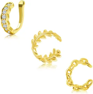 Ear Cuff Earrings for Women, Cuff Hoop Earrings Non Piercing, Cubic Zirconia Huggie Ear Cuff 14K Gold Plated Earrings, Clip On Cartilage Cuff Earrings