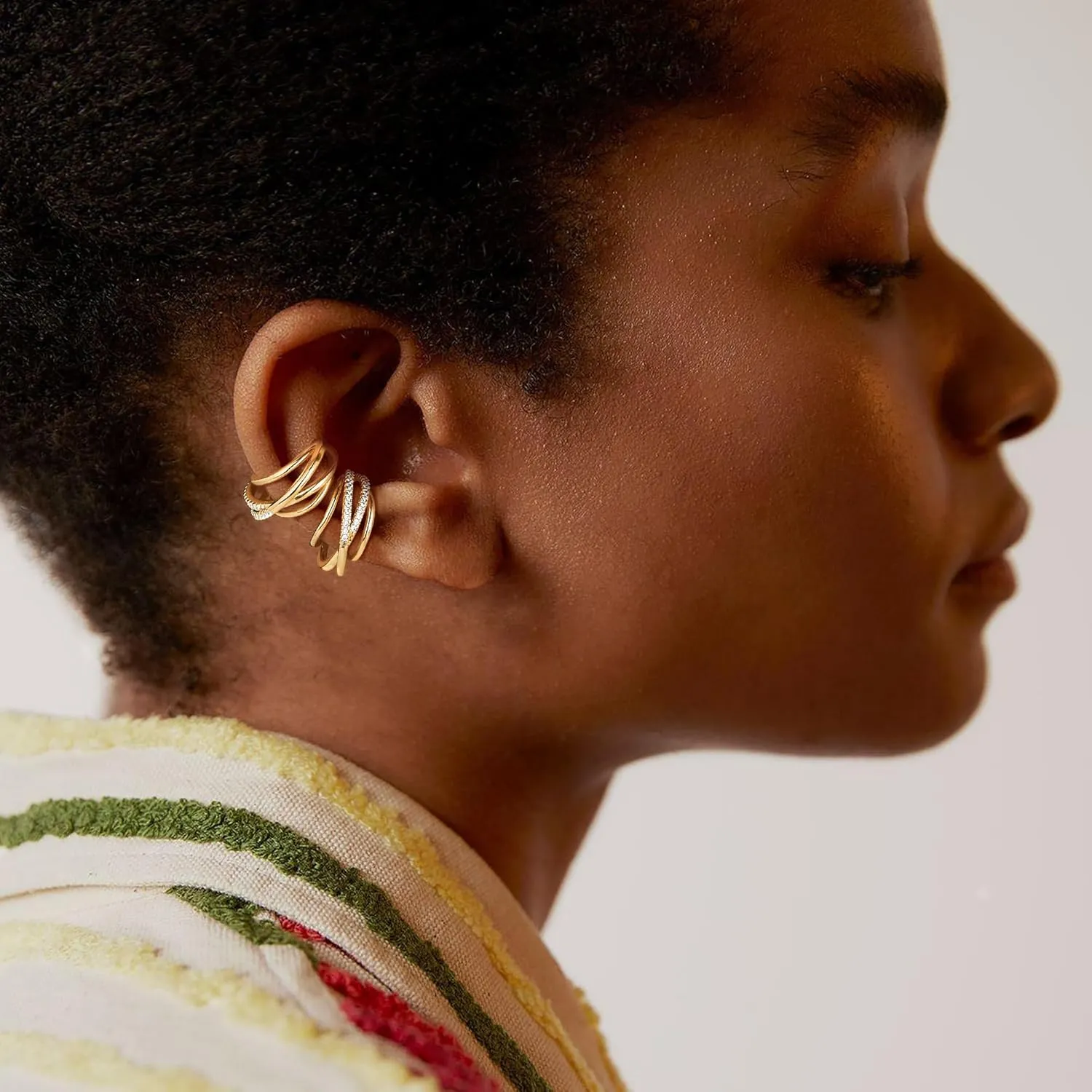 Ear Cuff Earrings for Women Non Piercing 14K Gold Plated Ears Clip on Cartilage Earrings Fake Earrings Handmade Hypoallergenic Jewelry - Pair of Twist Split Snake Earrings