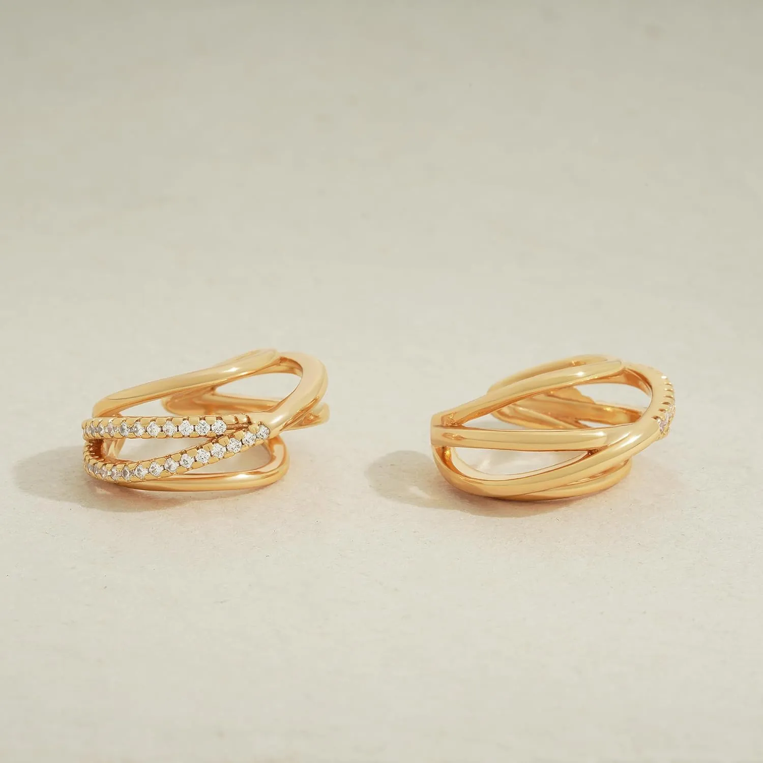 Ear Cuff Earrings for Women Non Piercing 14K Gold Plated Ears Clip on Cartilage Earrings Fake Earrings Handmade Hypoallergenic Jewelry - Pair of Twist Split Snake Earrings