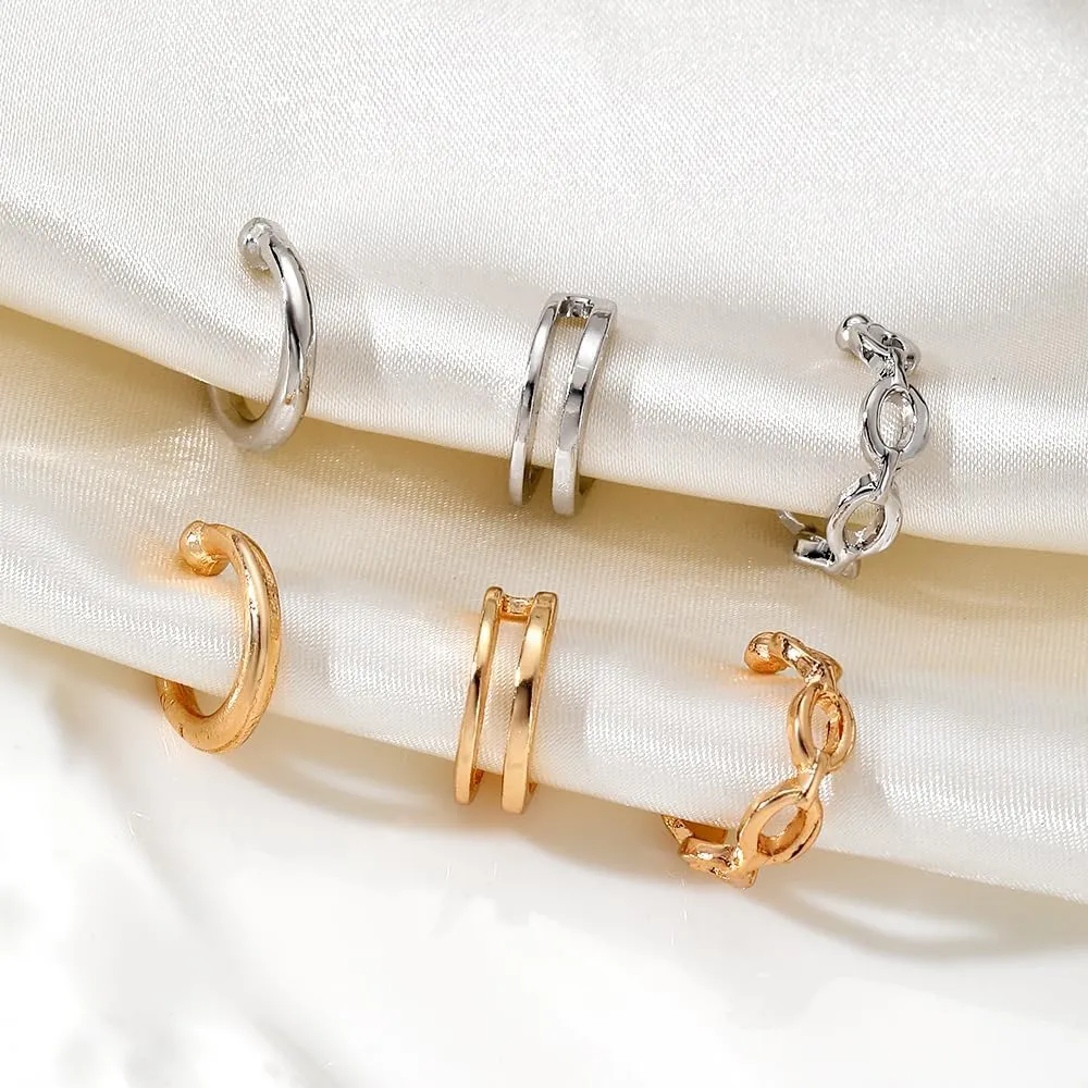 Ear Cuffs Non Piercing Earrings for Women Huggie Hoop Cartilage Earring 14K Gold Plated 3Pcs Cuff Earrings Cubic Zirconia Ear Cuffs Jewelry