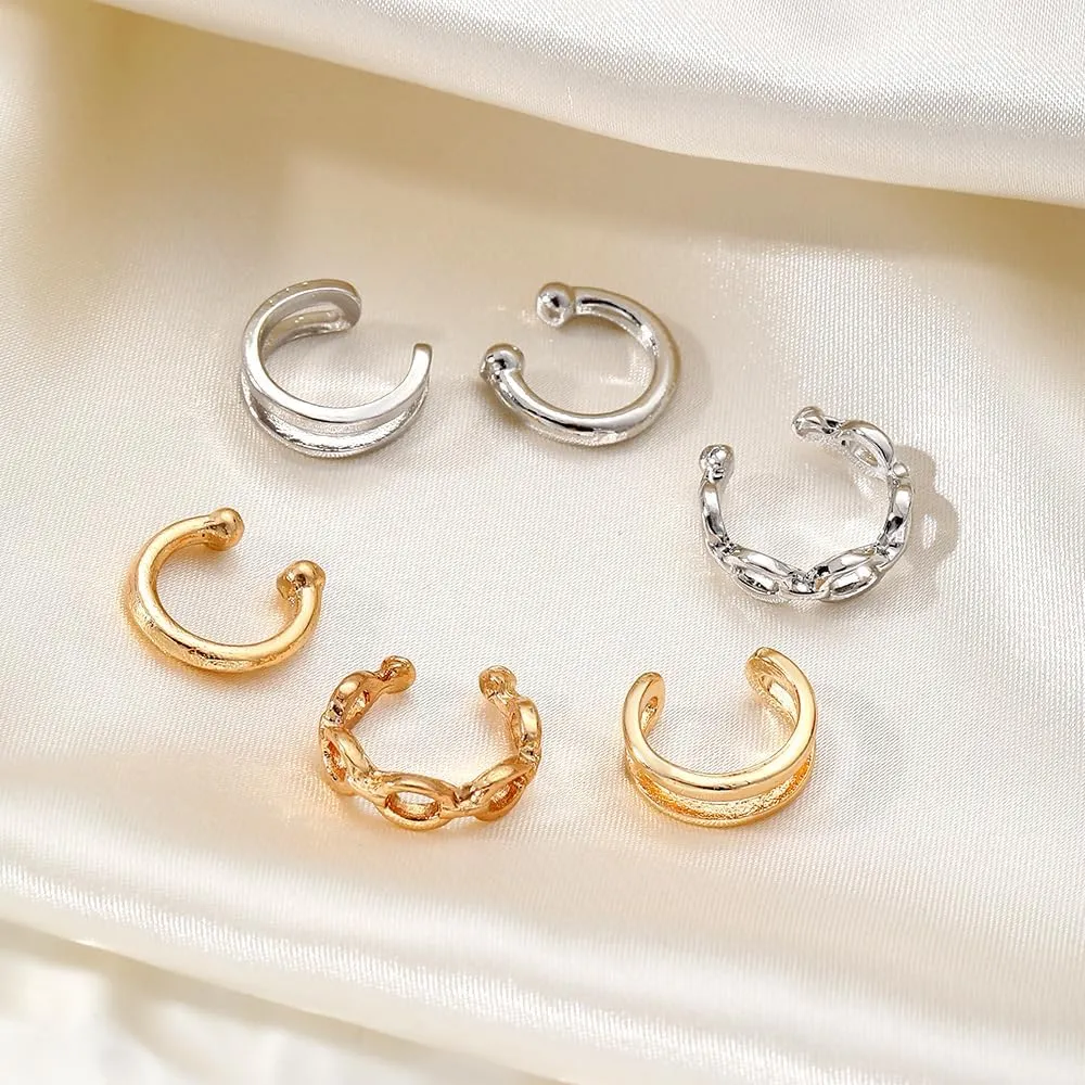 Ear Cuffs Non Piercing Earrings for Women Huggie Hoop Cartilage Earring 14K Gold Plated 3Pcs Cuff Earrings Cubic Zirconia Ear Cuffs Jewelry